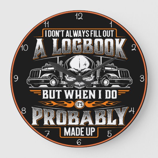 Logbookの構成：トラック運転手のユーモアのある告白 ラージ壁時計 (正面)