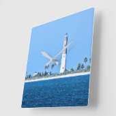 Loggerhead鍵ライトハウスドライトルトゥガスフロリダ スクエア壁時計 (傾斜)