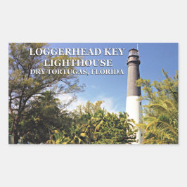 Loggerhead鍵ライトハウスドライトルトゥガスフロリダ 長方形シール