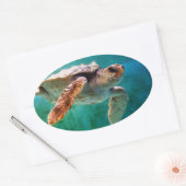 Loggerhead #2ステッカー 楕円形シール (封筒)