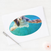 Loggerhead #4ステッカー 楕円形シール (封筒)