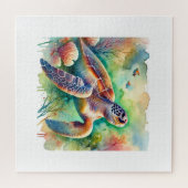 Loggerhead Sea Turtle 010824AREF108 - Watercolor ジグソーパズル (横)