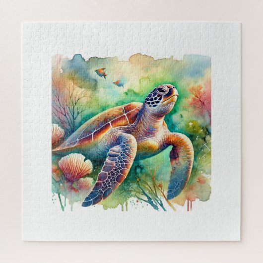 Loggerhead Sea Turtle 010824AREF108 - Watercolor ジグソーパズル (縦)