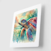 Loggerhead Sea Turtle 161024AREF127 - Watercolor スクエア壁時計 (傾斜)