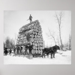 Loggers At Work, 1890. Vintage Photo ポスター