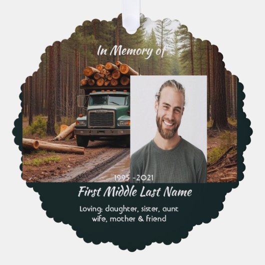 Logging Truck Driver  Memorial Keepsake  オーナメントカード (正面)