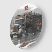 Logging Truck in the Rain ラージ壁時計 (傾斜)