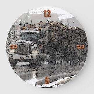 Logging Truck in the Rain ラージ壁時計