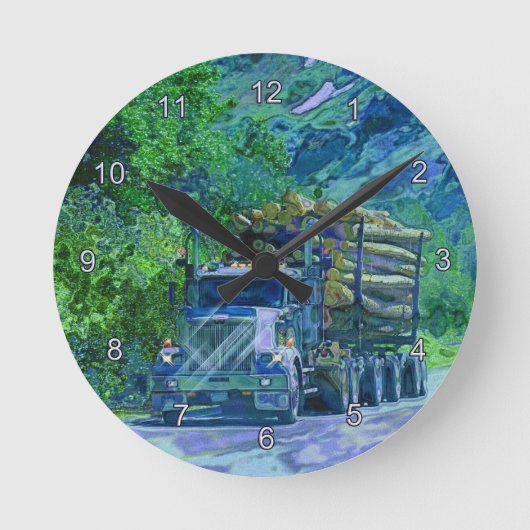 Logging Truck Lumber Haulage Wall Clock ラウンド壁時計 (正面)