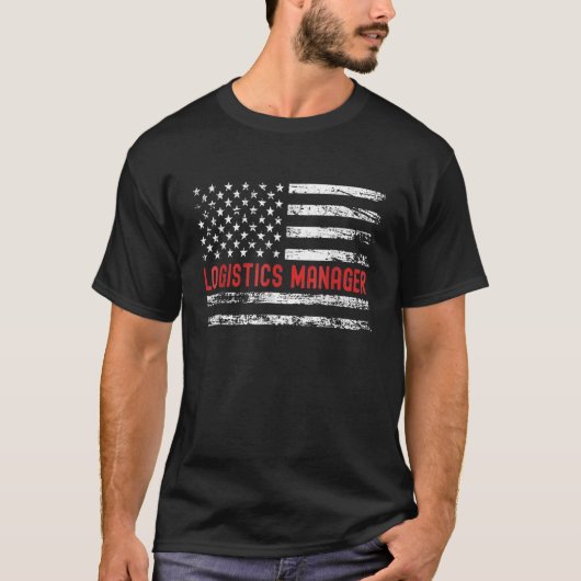 Logistics Manager USA Flag Profession Retro Job Ti Tシャツ (正面)
