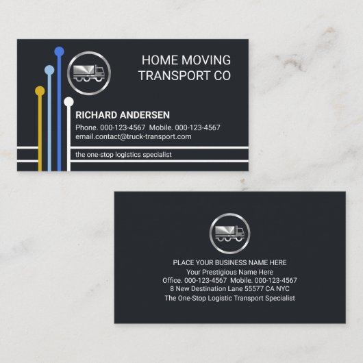 Logistics Transport Route Lines Trucker 名刺 (正面/裏面)