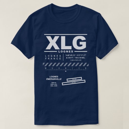 Lognes Emerainville空港空港XLG Tシャツ (デザイン正面)