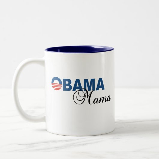 Logoオバマのママのコーヒー・マグ ツートーンマグカップ (左)