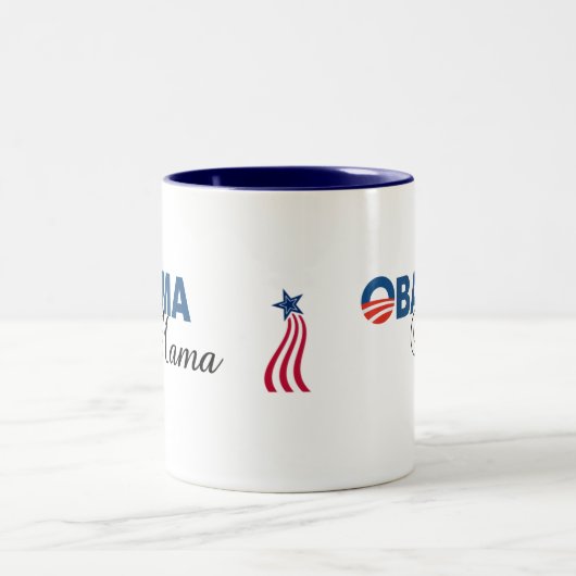 Logoオバマのママのコーヒー・マグ ツートーンマグカップ (中央)