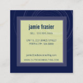 LOGOスモダンキ頭が切れるコンのモノグラムのネイビーグリーン スクエア名刺 (裏面)