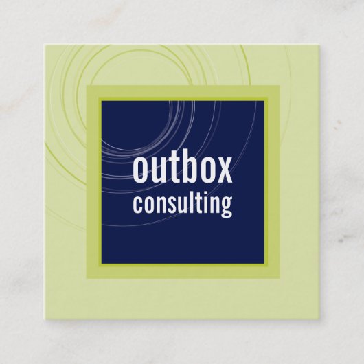 LOGOスモダンキ頭が切れるコンのモノグラムのネイビーグリーン スクエア名刺 (正面)