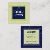 LOGOスモダンキ頭が切れるコンのモノグラムのネイビーグリーン スクエア名刺 (正面/裏面)