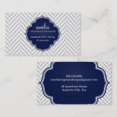 LOGOヘリモダンンボーンパターングレーバッジnavy 名刺 (正面/裏面)
