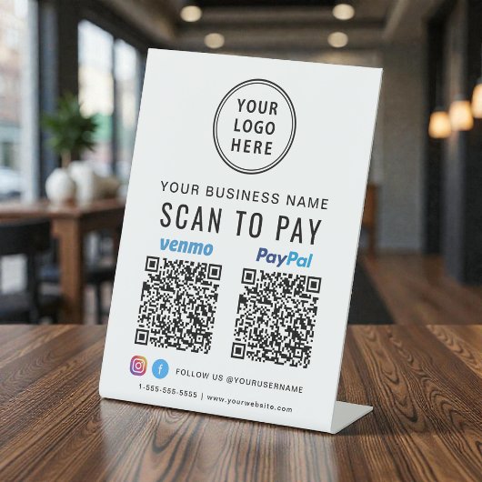 Logo スキャンして支払う Paypal Venmo QRコード 台座サイン
