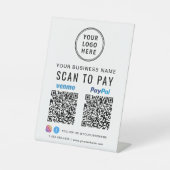 Logo スキャンして支払う Paypal Venmo QRコード 台座サイン (正面)