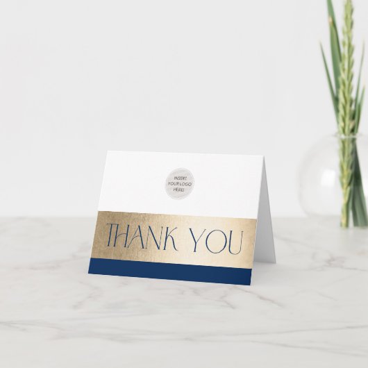 LOGO 企業の感謝していビジネス海軍金ゴールド サンキューカード (正面)
