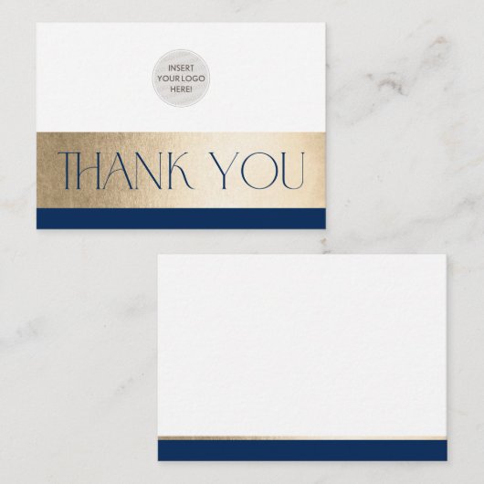 LOGO 企業の感謝していビジネス海軍金ゴールド 名刺 (正面/裏面)