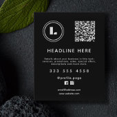 Logo and QR code black minimalist チラシ