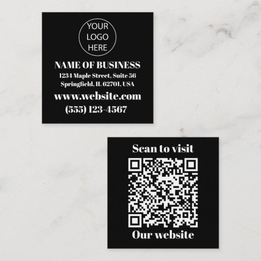 Logo and QR code business card スクエア名刺 (正面/裏面)