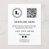 Logo and QR code white minimalist チラシ (正面)