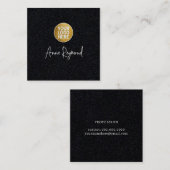 Logo and Script Name Premium Black スクエア名刺 (正面/裏面)