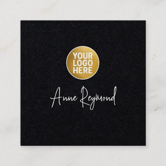 Logo and Script Name Premium Black スクエア名刺 (正面)