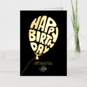Logo Balloon Black Corporate Foil Birthday Card 箔シーズンカード (正面)