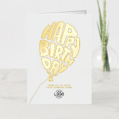 Logo Balloon White Business Foil Birthday Card 箔シーズンカード (正面)