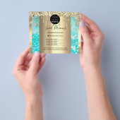 Logo Beauty Makeup Nails Price List Gold Blue チラシ (手)