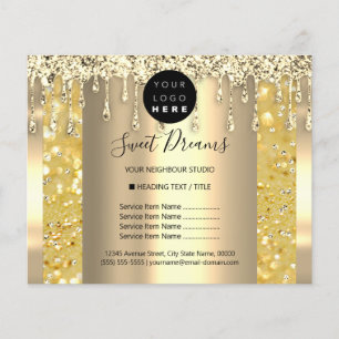 Logo Beauty Makeup Nails Price List Gold SPA チラシ