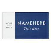 Logo Big Simple Navy Blue White Minimal Name Title 名札 (正面)