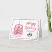 Logo Big Vintage Pink Cake Business Birthday カード (正面)