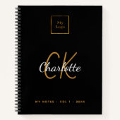 Logo black gold monogram modern business ノートブック (正面)