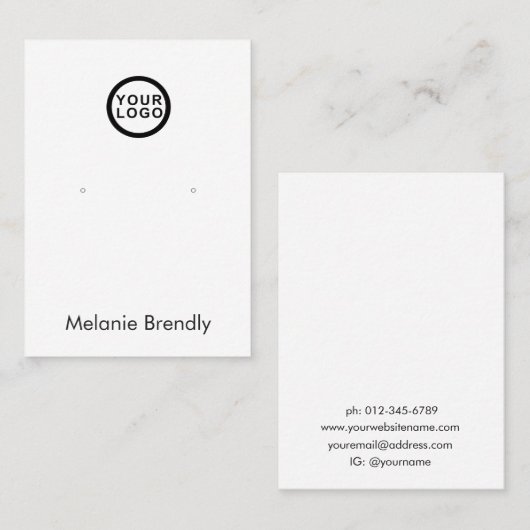 Logo Black White Jewelry Earring Display 名刺 (正面/裏面)