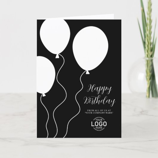 Logo Black White Simple Corporate Birthday Card シーズンカード (正面)