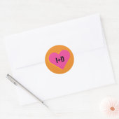 Logo Boda Corazón Rosa y Naranja con Iniciales ラウンドシール (封筒)