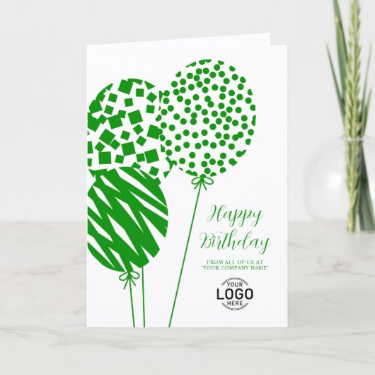 Logo Bright Green Balloons Corporate Birthday Card シーズンカード (正面)