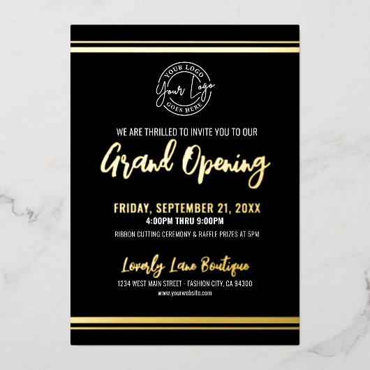 Logo Business Grand Opening 箔招待状 (正面)