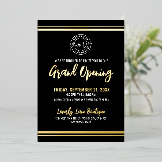Logo Business Grand Opening 箔招待状 (立ち正面)