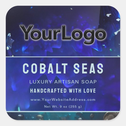 Logo Candle Artisan Soap Handmade Product Label スクエアシール (正面)