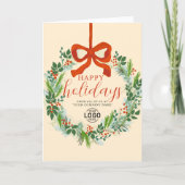 Logo Christmas Wreath Hand Painted Business シーズンカード (正面)