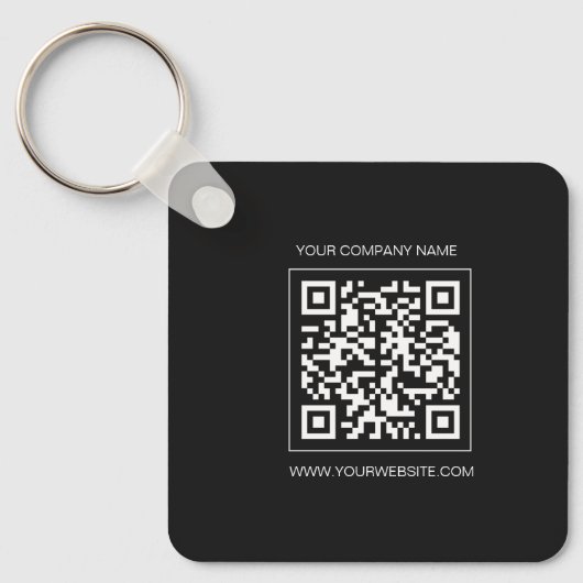 Logo, custom QR code  text double sided black  キーホルダー (正面)
