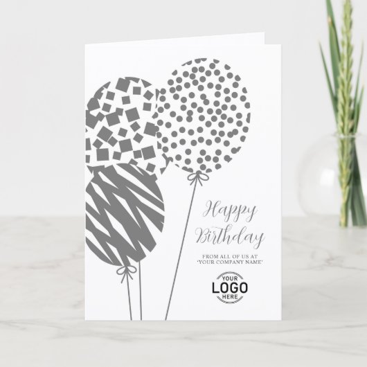Logo Dark Grey Balloons Corporate Birthday Card シーズンカード (正面)