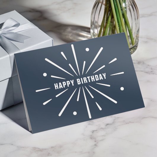 Logo Dusty Blue Simple Corporate Birthday Card シーズンカード