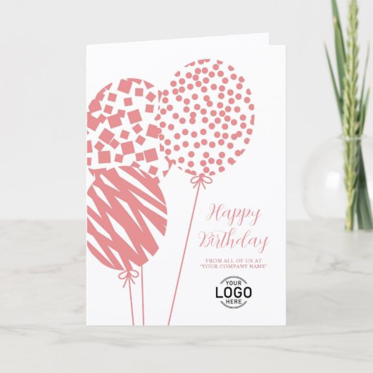 Logo Dusty Rose Balloons Corporate Birthday Card シーズンカード (正面)